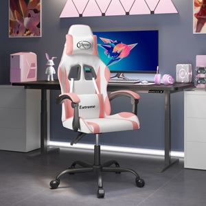 vidaXL, vidaXL Gaming-Stuhl Weiß und Rosa Kunstleder