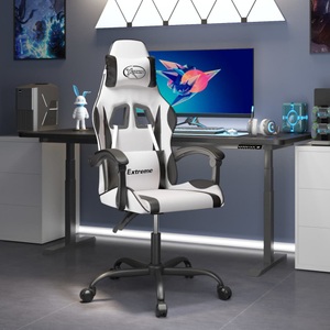 vidaXL, vidaXL Gaming-Stuhl Weiß und Schwarz Kunstleder