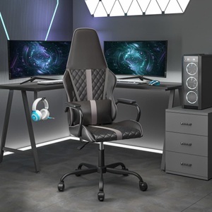vidaXL, vidaXL Gaming-Stuhl Schwarz und Grau Kunstleder, vidaXL Gaming-Stuhl Schwarz und Grau Kunstleder
