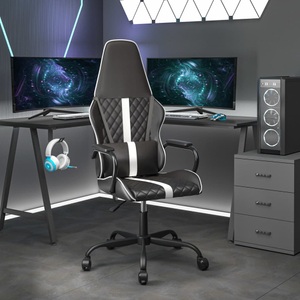 vidaXL, vidaXL Gaming-Stuhl Schwarz und Weiß Kunstleder