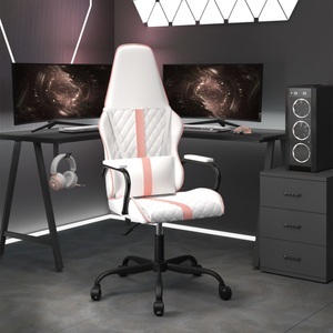 vidaXL, vidaXL Gaming-Stuhl Weiß und Rosa Kunstleder, vidaXL Gaming-Stuhl Weiß und Rosa Kunstleder