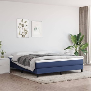 vidaXL, vidaXL Boxspringbett Blau 160x200 cm Stoff, vidaXL Bettgestell ohne Matratze Blau 160x200 cm Stoff