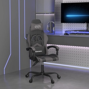 vidaXL, vidaXL Gaming-Stuhl Schwarz und Grau Kunstleder