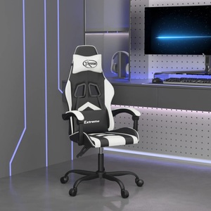 vidaXL, vidaXL Gaming-Stuhl Schwarz und Weiß Kunstleder