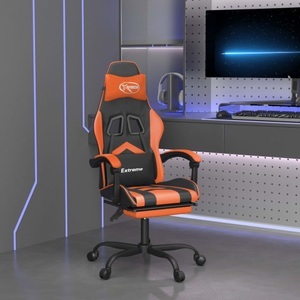 vidaXL, vidaXL Gaming-Stuhl mit Fußstütze Schwarz und Orange Kunstleder, vidaXL Gaming-Stuhl mit Fußstütze Schwarz und Orange Kunstleder
