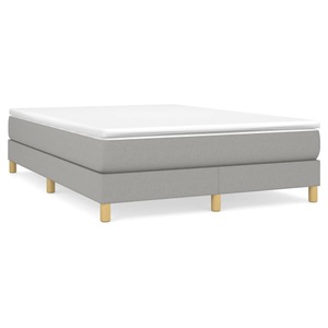 vidaXL, vidaXL Boxspringbett Hellgrau 140x200 cm Stoff, vidaXL Bettgestell ohne Matratze Hellgrau 140x200 cm Stoff