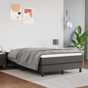 vidaXL, vidaXL Boxspringbett Grau 120x200 cm Kunstleder, vidaXL Bettgestell Grau 120x200 cm Kunstleder