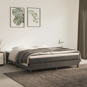 vidaXL, vidaXL Boxspringbett Dunkelgrau 160x200 cm Samt, vidaXL Bettgestell ohne Matratze Dunkelgrau 160x200 cm Samt
