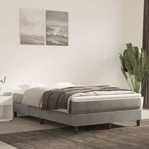 vidaXL, vidaXL Boxspringbett Hellgrau 120x200 cm Samt, vidaXL Bettgestell ohne Matratze Hellgrau 120x200 cm Samt