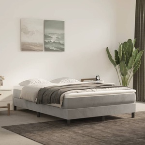 vidaXL, vidaXL Boxspringbett Hellgrau 140x200 cm Samt, vidaXL Bettgestell ohne Matratze Hellgrau 140x200 cm Samt