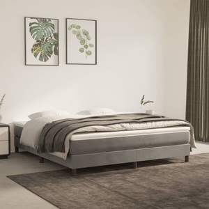vidaXL, vidaXL Boxspringbett Hellgrau 160x200 cm Samt, vidaXL Bettgestell ohne Matratze Hellgrau 160x200 cm Samt