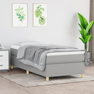 vidaXL, vidaXL Boxspringbett Hellgrau 90x200 cm Stoff, vidaXL Bettgestell ohne Matratze Hellgrau 90x200 cm Stoff