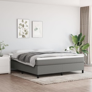 vidaXL, vidaXL Boxspringbett Dunkelgrau 160x200 cm Stoff, vidaXL Bettgestell ohne Matratze Dunkelgrau 160x200 cm Stoff