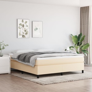 vidaXL, vidaXL Boxspringbett Creme 160x200 cm Stoff, vidaXL Bettgestell ohne Matratze Creme 160x200 cm Stoff
