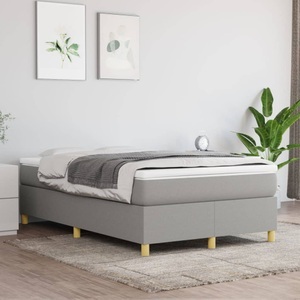 vidaXL, vidaXL Boxspringbett Hellgrau 120x200 cm Stoff, vidaXL Bettgestell ohne Matratze Hellgrau 120x200 cm Stoff
