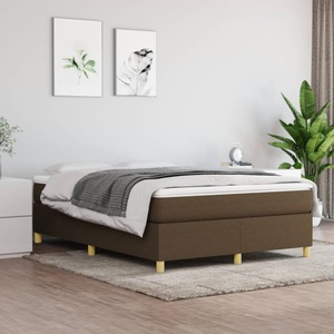 vidaXL, vidaXL Boxspringbett Dunkelbraun 140x200 cm Stoff, vidaXL Bettgestell ohne Matratze Dunkelbraun 140x200 cm Stoff