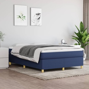 vidaXL, vidaXL Boxspringbett Blau 140x200 cm Stoff, vidaXL Bettgestell ohne Matratze Blau 140x200 cm Stoff