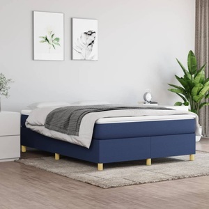 vidaXL, vidaXL Boxspringbett Blau 140x200 cm Stoff, vidaXL Bettgestell ohne Matratze Blau 140x200 cm Stoff