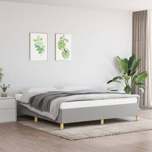 vidaXL, vidaXL Boxspringbett Hellgrau 160x200 cm Stoff, vidaXL Bettgestell ohne Matratze Hellgrau 160x200 cm Stoff