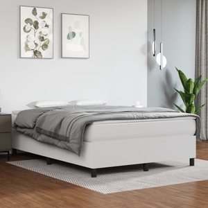 vidaXL, vidaXL Boxspringbett Weiß 140x200 cm Kunstleder, vidaXL Bettgestell Weiß 140x200 cm Kunstleder