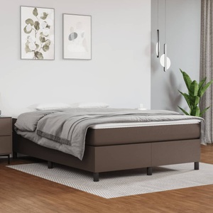 vidaXL, vidaXL Boxspringbett Braun 140x200 cm Kunstleder, vidaXL Bettgestell Braun 140x200 cm Kunstleder
