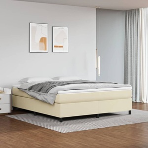 vidaXL, vidaXL Boxspringbett Creme 160x200 cm Kunstleder, 
