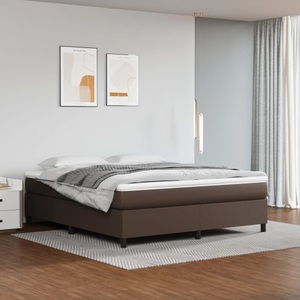 vidaXL, vidaXL Boxspringbett Braun 160x200 cm Kunstleder, vidaXL Bettgestell Braun 160x200 cm Kunstleder