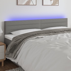 vidaXL, vidaXL LED Kopfteil Dunkelgrau 200x5x78/88 cm Stoff, vidaXL LED Kopfteil Dunkelgrau 200x5x78/88 cm Stoff
