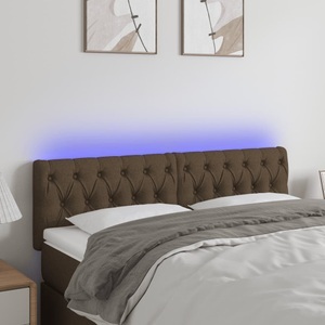 vidaXL, vidaXL LED Kopfteil Dunkelbraun 144x7x78/88 cm Stoff, vidaXL LED Kopfteil Dunkelbraun 144x7x78/88 cm Stoff
