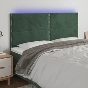 vidaXL, vidaXL LED Kopfteil Dunkelgrün 200x5x118/128 cm Samt, vidaXL LED Kopfteil Dunkelgrün 200x5x118/128 cm Samt