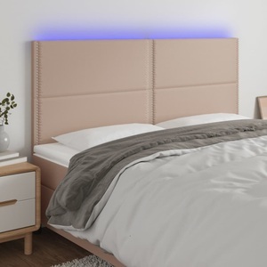 vidaXL, vidaXL LED Kopfteil Cappuccino-Braun 160x5x118/128cm Kunstleder, vidaXL LED Kopfteil Cappuccino-Braun 160x5x118/128cm Kunstleder