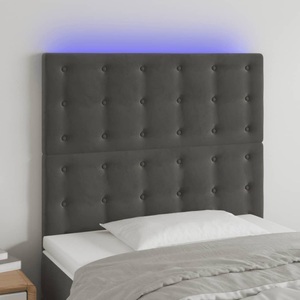 vidaXL, vidaXL LED Kopfteil Dunkelgrau 80x5x118/128 cm Samt, vidaXL LED Kopfteil Dunkelgrau 80x5x118/128 cm Samt