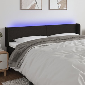 vidaXL, vidaXL LED Kopfteil Schwarz 203x16x78/88 cm Stoff, 