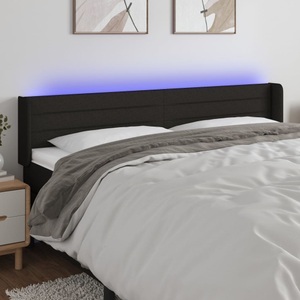 vidaXL, vidaXL LED Kopfteil Schwarz 163x16x78/88 cm Stoff, 