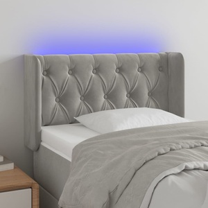 vidaXL, vidaXL LED Kopfteil Hellgrau 83x16x78/88 cm Samt, vidaXL LED Kopfteil Hellgrau 83x16x78/88 cm Samt