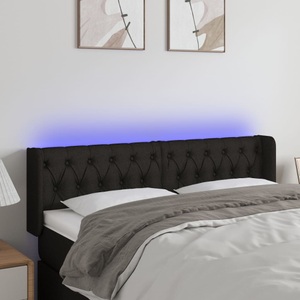 vidaXL, vidaXL LED Kopfteil Schwarz 163x16x78/88 cm Stoff, 
