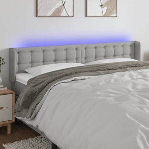 vidaXL, vidaXL LED Kopfteil Hellgrau 203x16x78/88 cm Stoff, 