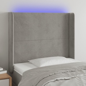 vidaXL, vidaXL LED Kopfteil Hellgrau 83x16x118/128 cm Samt, vidaXL LED Kopfteil Hellgrau 83x16x118/128 cm Samt