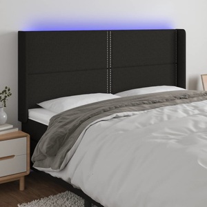 vidaXL, vidaXL LED Kopfteil Schwarz 183x16x118/128 cm Stoff, vidaXL LED Kopfteil Schwarz 183x16x118/128 cm Stoff