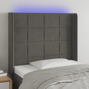 vidaXL, vidaXL LED Kopfteil Dunkelgrau 93x16x118/128 cm Samt, vidaXL LED Kopfteil Dunkelgrau 93x16x118/128 cm Samt