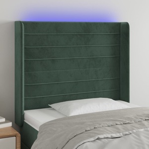 vidaXL, vidaXL LED Kopfteil Dunkelgrün 103x16x118/128 cm Samt, vidaXL LED Kopfteil Dunkelgrün 103x16x118/128 cm Samt