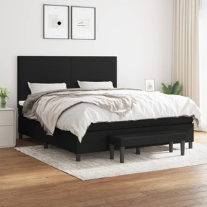 vidaXL, vidaXL Boxspringbett mit Matratze Schwarz 160x200 cm Stoff, vidaXL Boxspringbett mit Matratze Schwarz 160x200 cm Stoff
