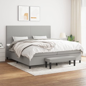 vidaXL, vidaXL Boxspringbett mit Matratze Hellgrau 200x200 cm Stoff