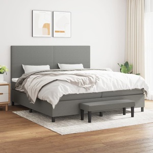 vidaXL, vidaXL Boxspringbett mit Matratze Dunkelgrau 200x200 cm Stoff