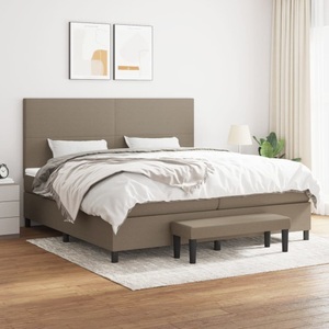 vidaXL, vidaXL Boxspringbett mit Matratze Taupe 200x200 cm Stoff