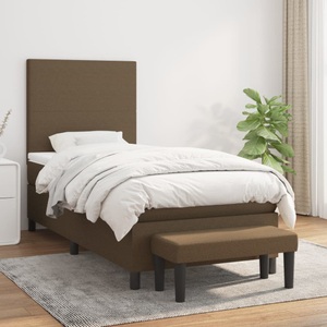 vidaXL, vidaXL Boxspringbett mit Matratze Dunkelbraun 90x200 cm Stoff, vidaXL Boxspringbett mit Matratze Dunkelbraun 90x200 cm Stoff