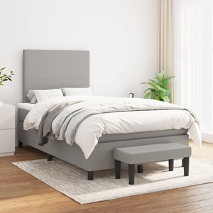 vidaXL, vidaXL Boxspringbett mit Matratze Hellgrau 120x200 cm Stoff