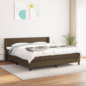 vidaXL, vidaXL Boxspringbett mit Matratze Dunkelbraun 180x200 cm Stoff, 
