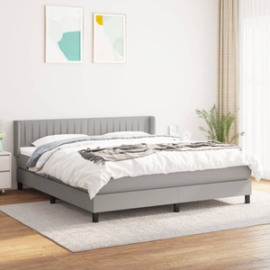 vidaXL, vidaXL Boxspringbett mit Matratze Hellgrau 160x200 cm Stoff, 