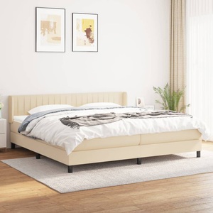 vidaXL, vidaXL Boxspringbett mit Matratze Creme 200x200 cm Stoff, 